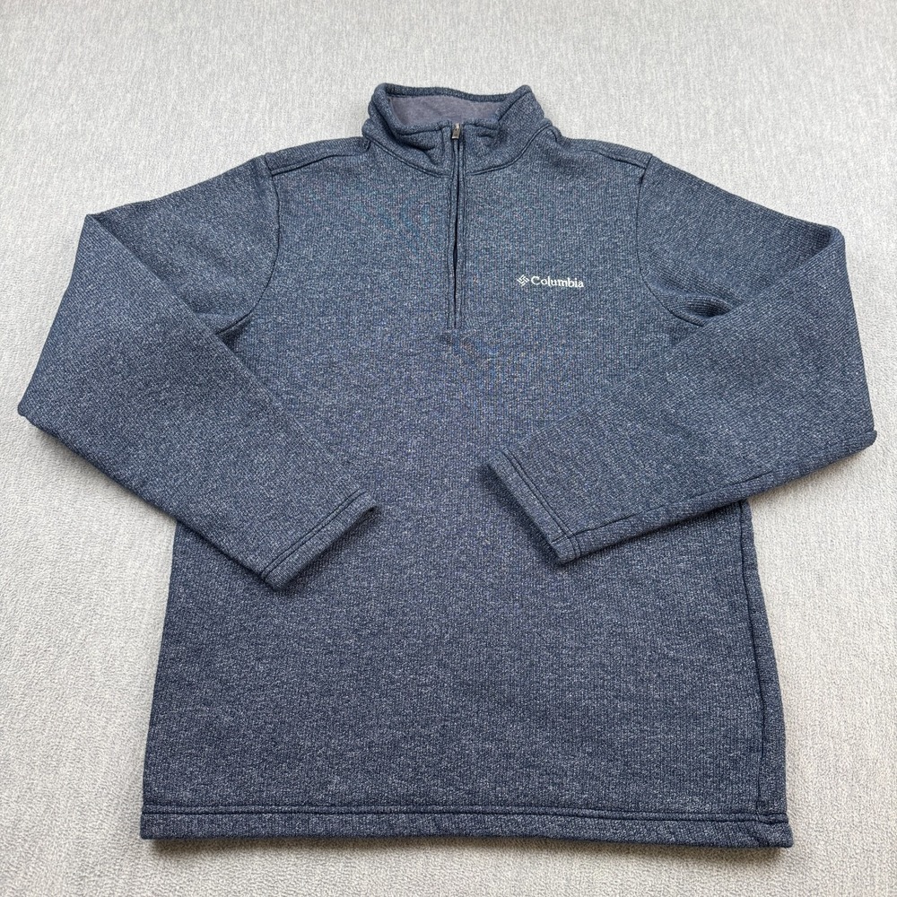 Columbia Sweater Men Small Blue Great Hart Mountain III Half Zip Pullover Fleece